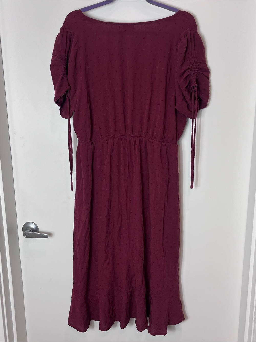 Torrid Midi Swiss Dot Surplice Dress Wrap Short Sleeve Pockets Size 1X Red - Picture 8 of 8
